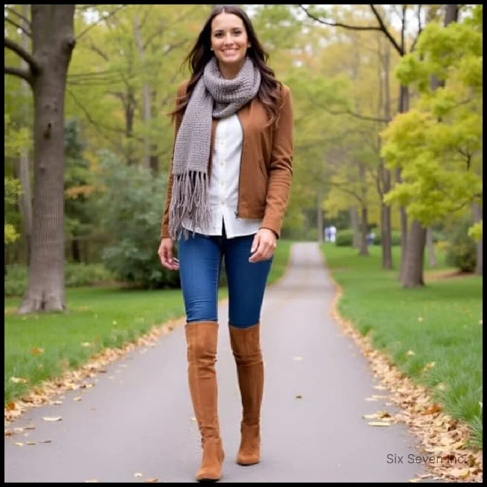 Thigh High Block Heel Boots Pointed Toe Stretch Over The Knee Elegant